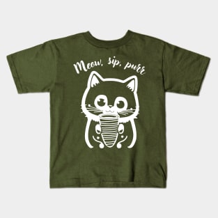 Meow, sip, purr Kids T-Shirt